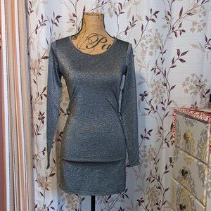 Poof Silver Longsleeve Dress. Size: M.